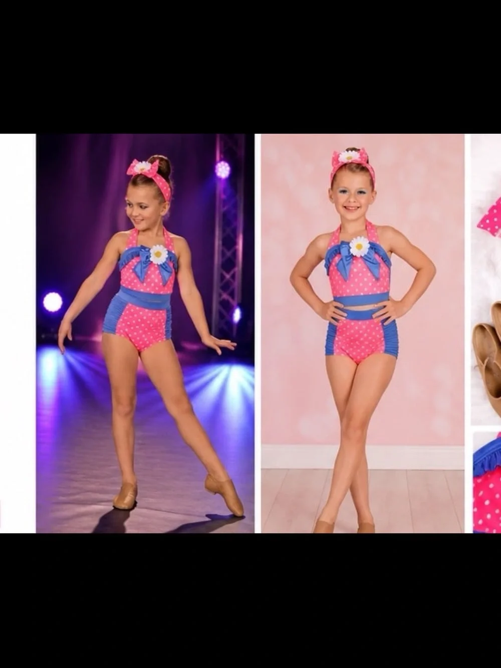 Y2K Inspired Pink Polka Dot Retro Dance Costume Set Weissman Bow Top High Waist